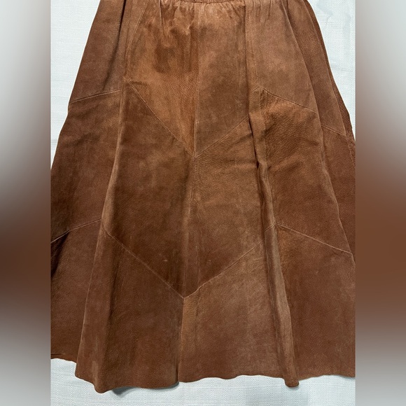 Apostrophe Vintage Leather Brown A-Line Skirt Size M - Picture 4 of 6